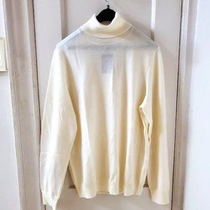 JOS A BANK MEN LARGE IVORY CHICAGO TRAVELER MERINO WOOL TURTLE NECK SWEATER
